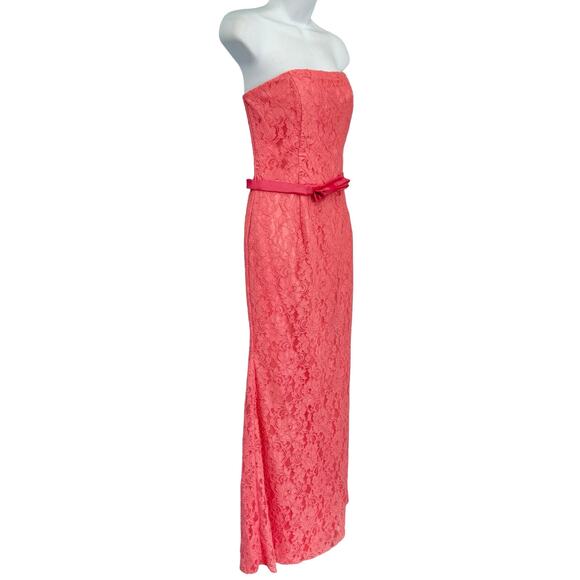 Vintage Jessica McClintock Pink Floral Lace Strapless Mermaid Maxi Dress size 10 - Picture 9 of 14